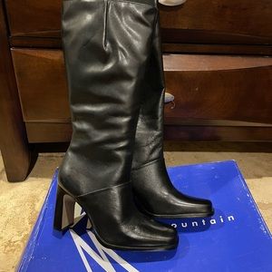 Black Leather boots 2 1/2” heels